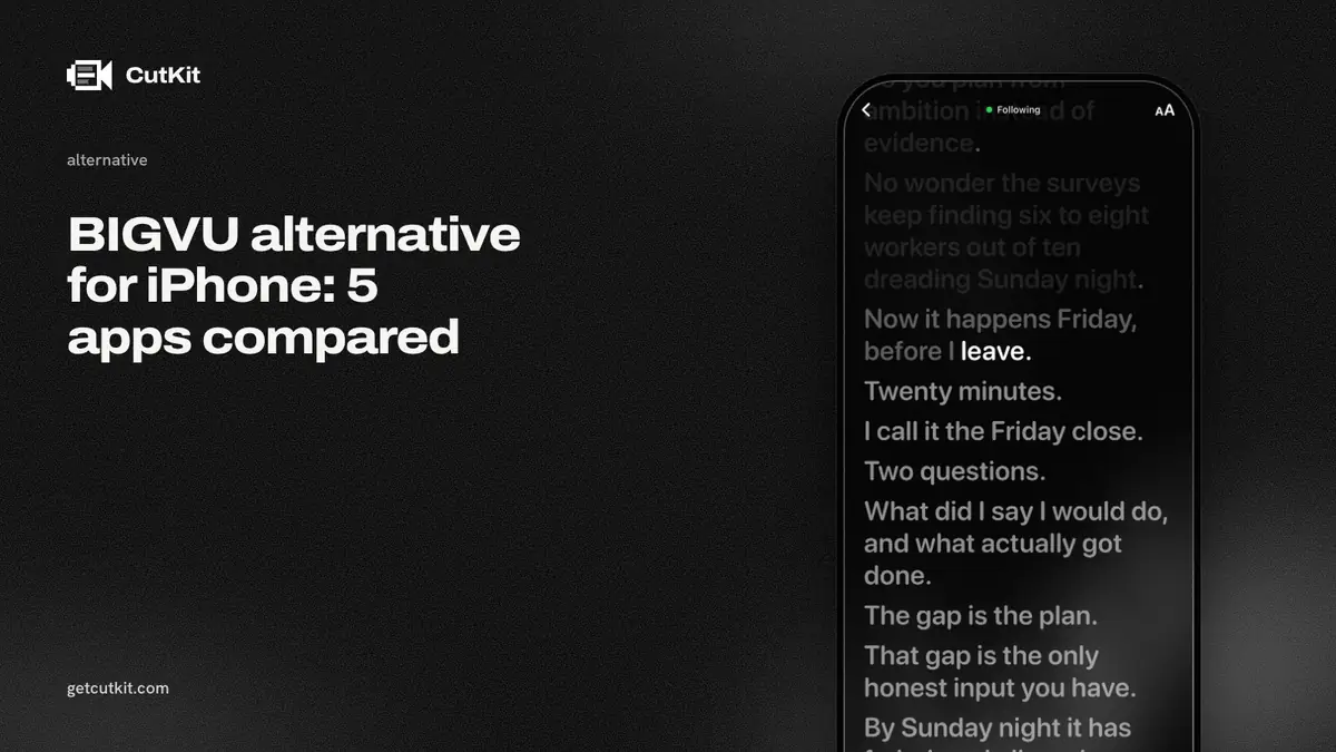 A BIGVU alternative for iPhone: CutKit's teleprompter following the speaker's voice