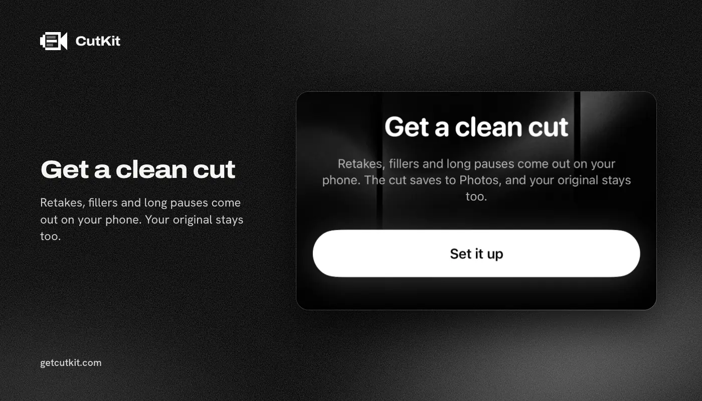 CutKit's clean cut screen: retakes, fillers and long pauses come out on the phone
