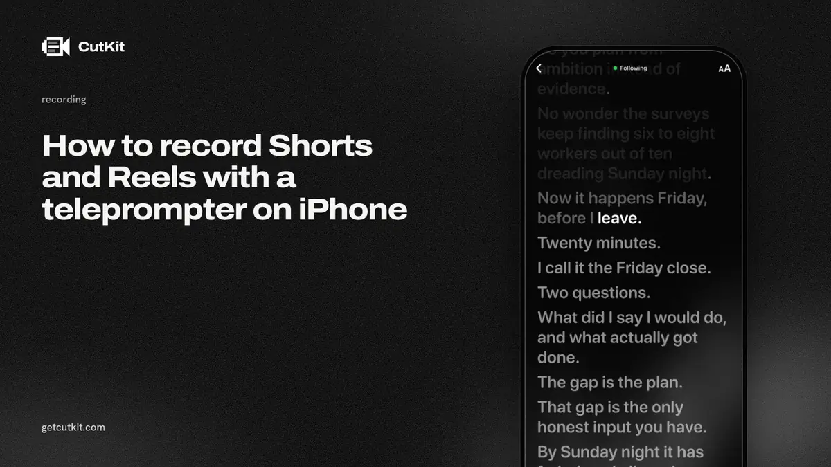 Recording Shorts and Reels with a teleprompter on iPhone, script scrolling with the speaker's voice